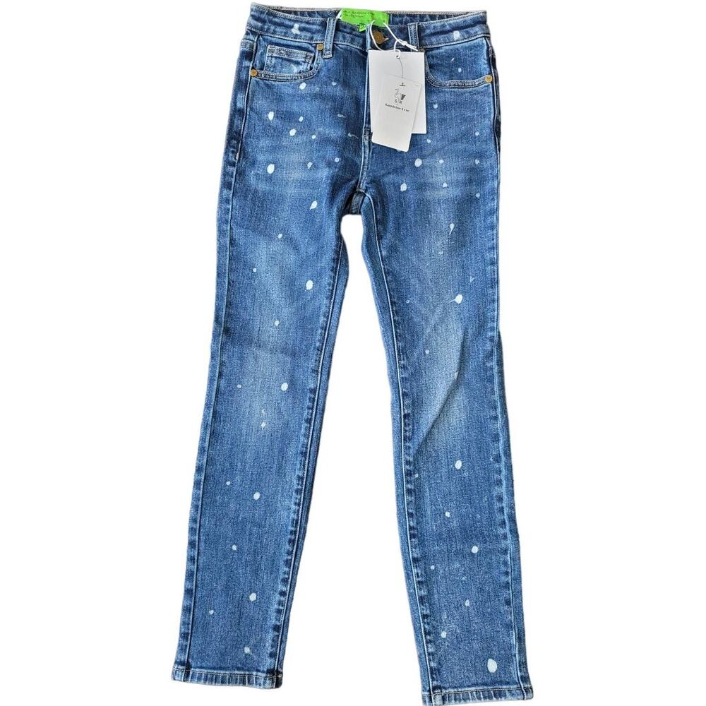 Free People x Sandrine Rose Skinny Jeans Size 24 Polka‎ Blue NWT